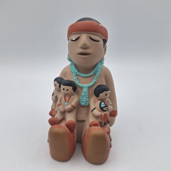Cleo Teissedre Navajo Figurine Ceramic Children Father Vintage Family Native Art - Picture 7 of 7